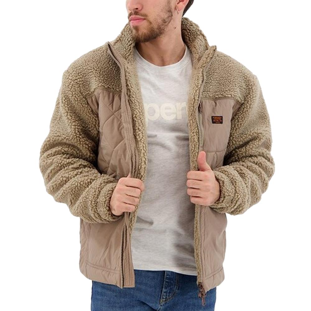 Veste Sherpa Marron Homme SUPERDRY Workwear Hybrid pas cher