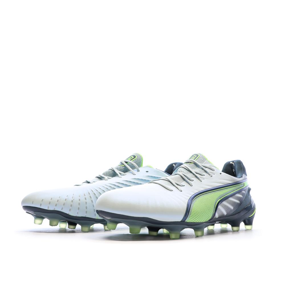 Chaussures de Foot Blanches/Noires/Vertes Homme Puma King Ultimate FG/AG vue 6