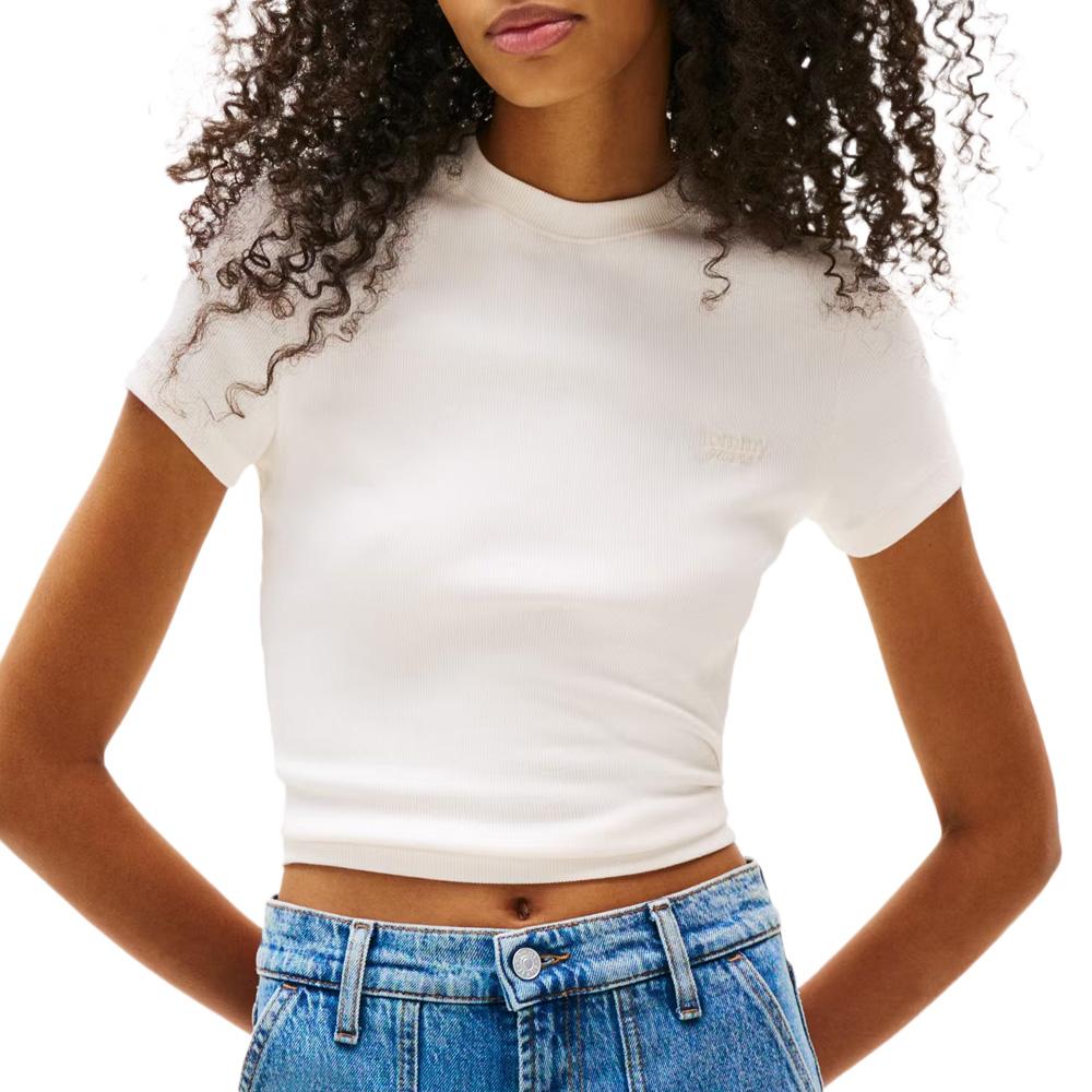 T-Shirt Écru Femme Tommy Hilfiger Script pas cher