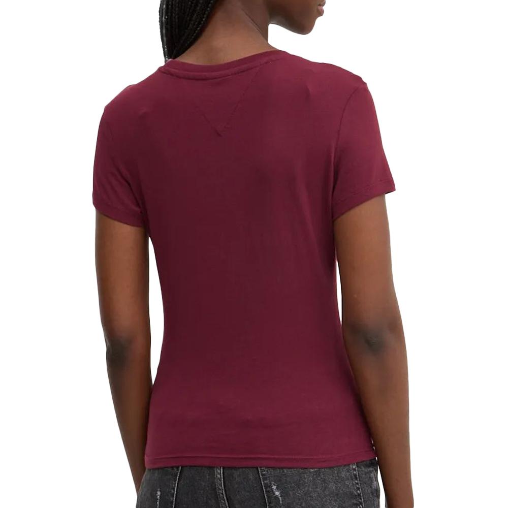 T-shirt Bordeaux Femme Tommy Hilfiger Slim Linear vue 2