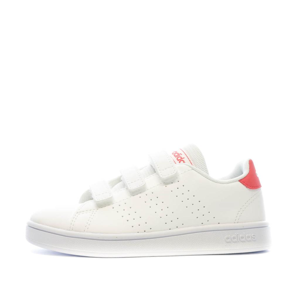 Baskets Blanches/Rose Fille Adidas Advantage pas cher