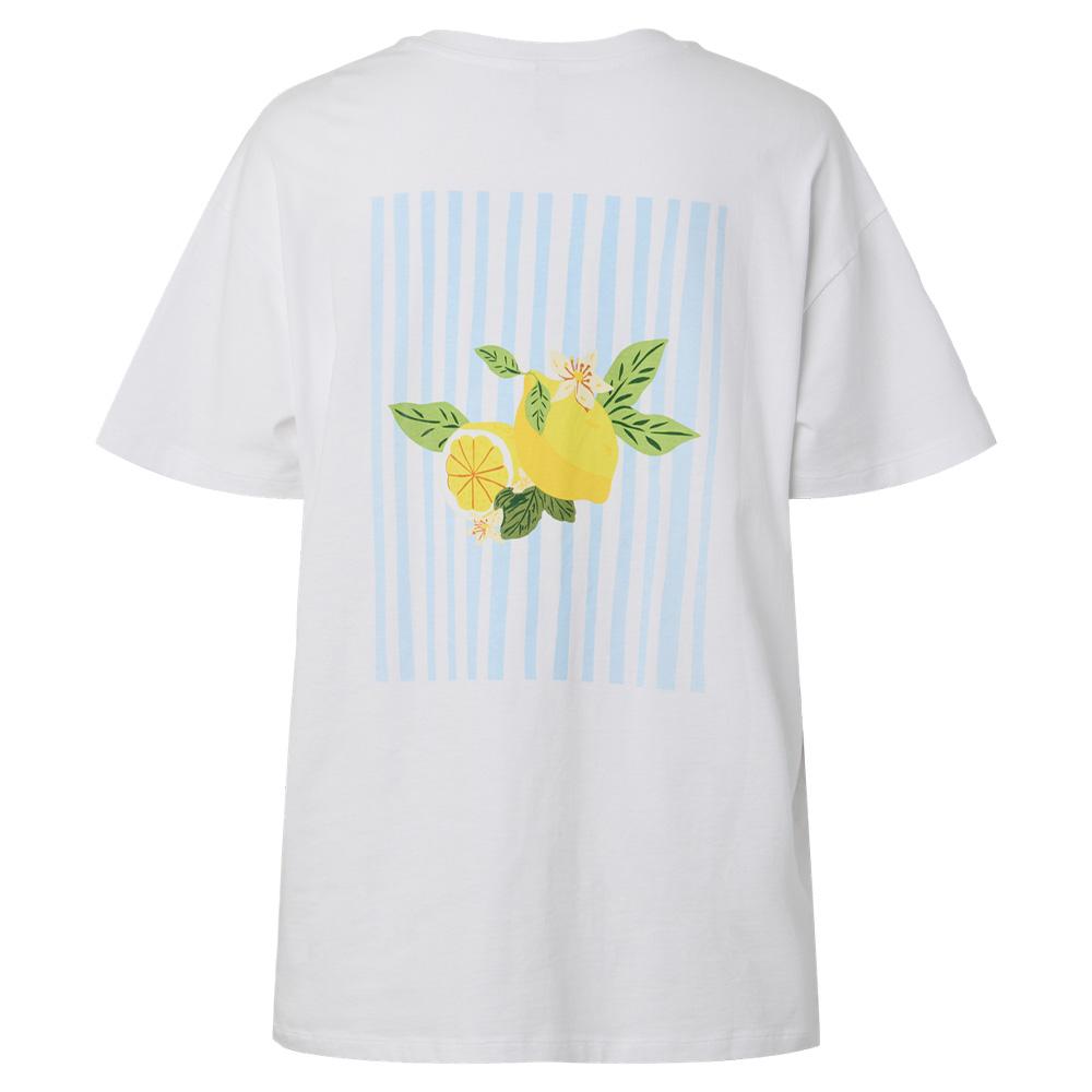 T-Shirt Blanc Femme Pieces Citron vue 2