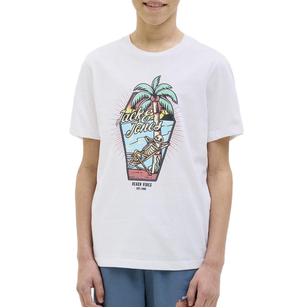 T-shirt Blanc Garçon Jack & Jones Elijah 12269825 pas cher
