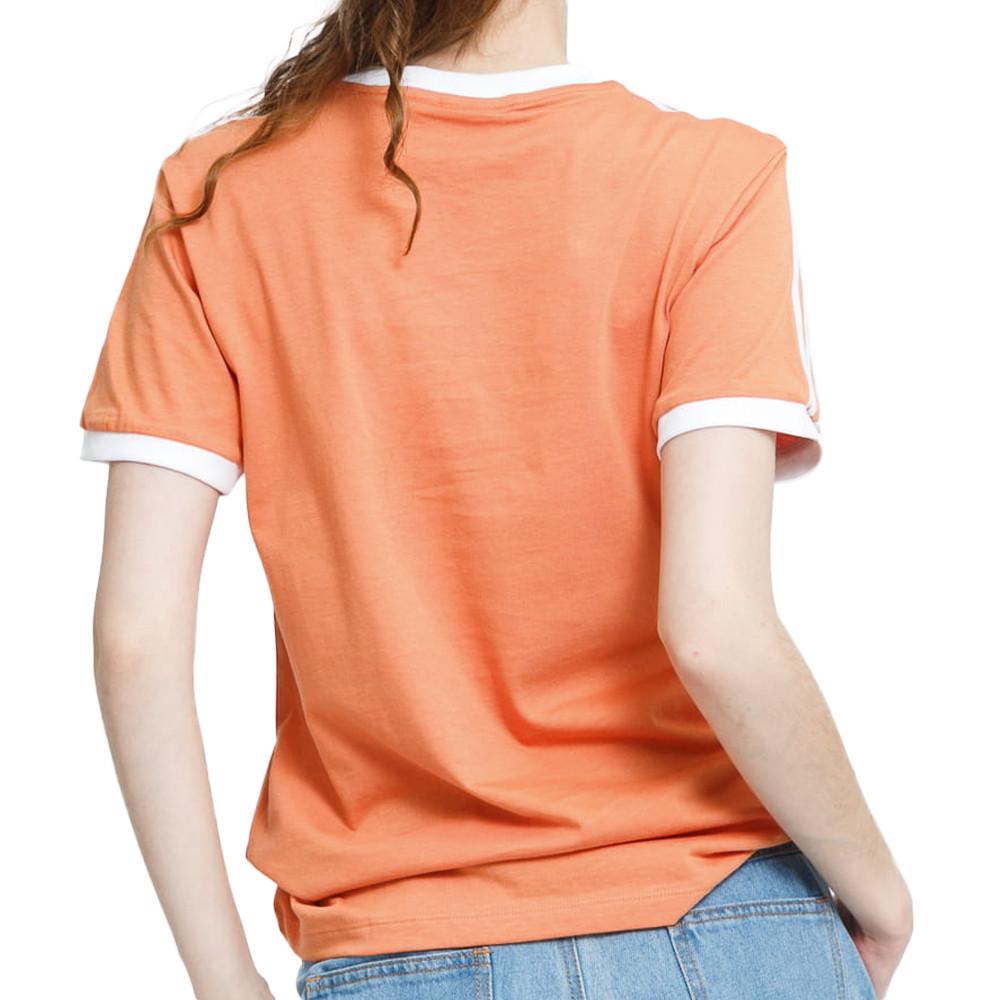 T-shirt Orange Femme Adidas 3 Stripes vue 2