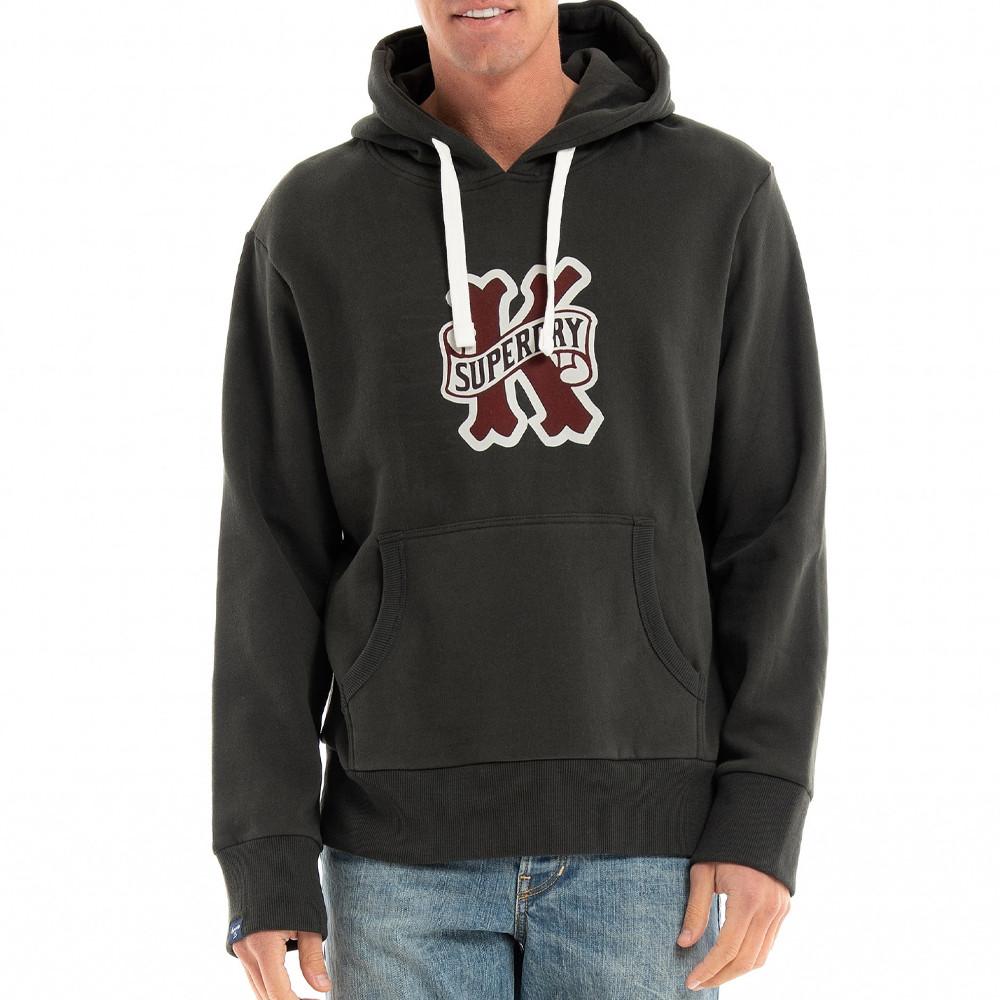 Sweat à Capuche Kaki Homme Superdry Vintage Collegiate pas cher