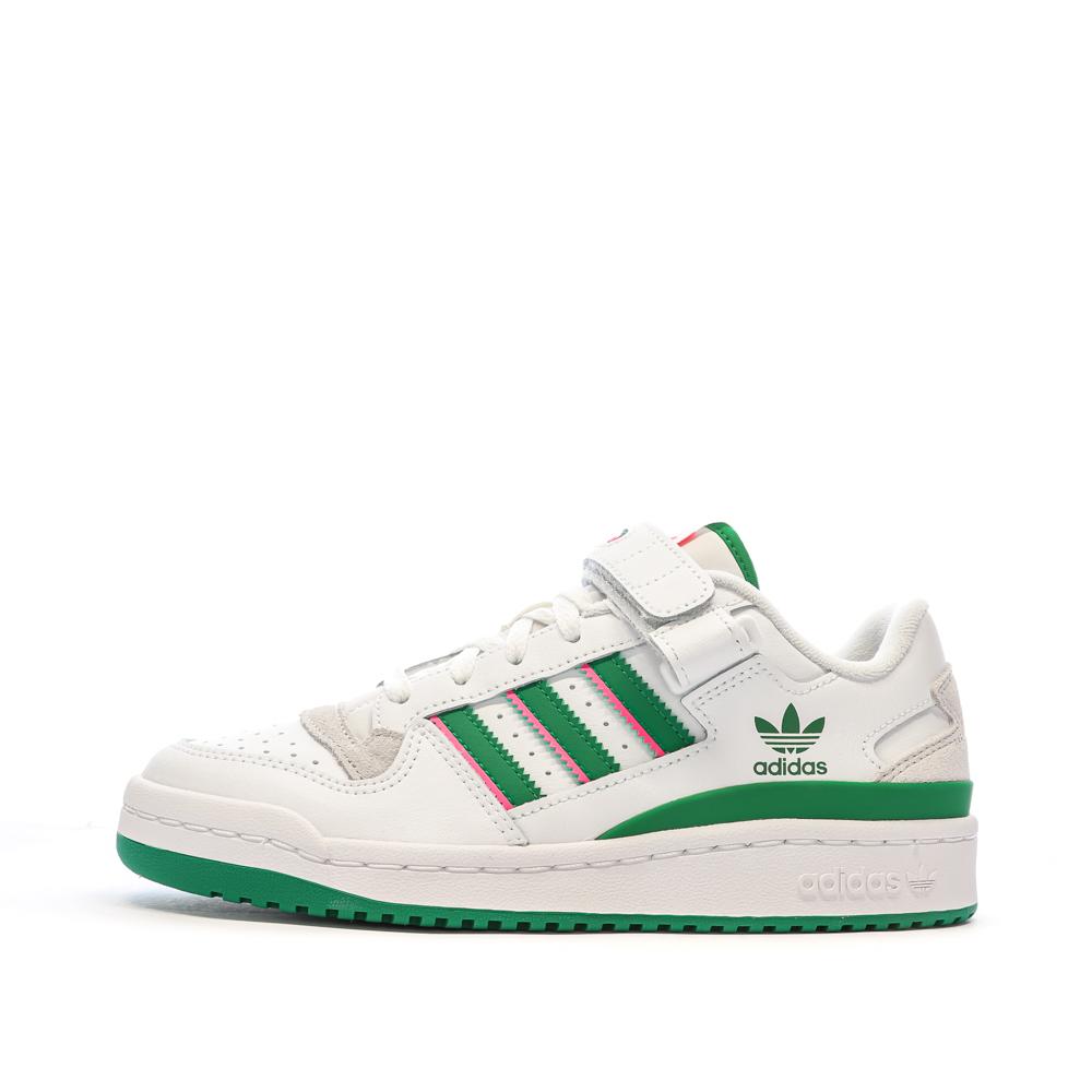 Baskets Blanches/Vertes Femme Adidas Forum Low pas cher