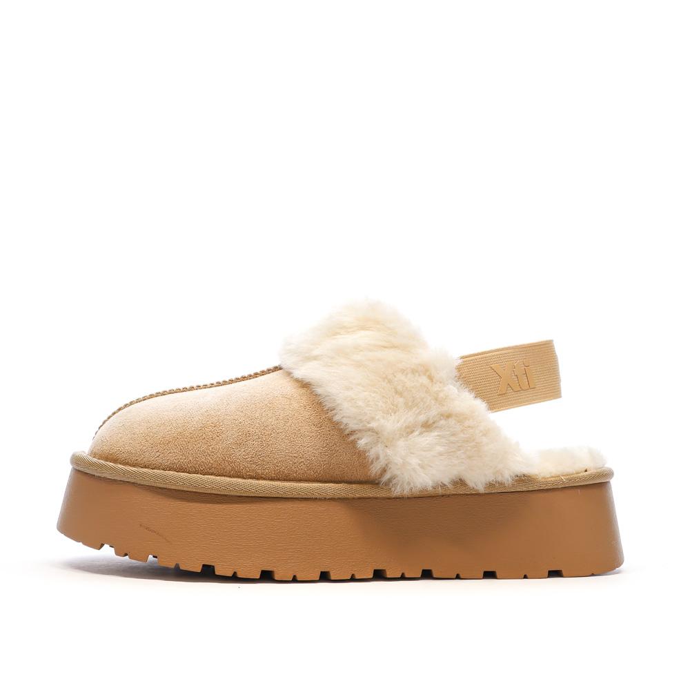 Sabots fourrés à élastique Beige Femme Xti Microfiber pas cher