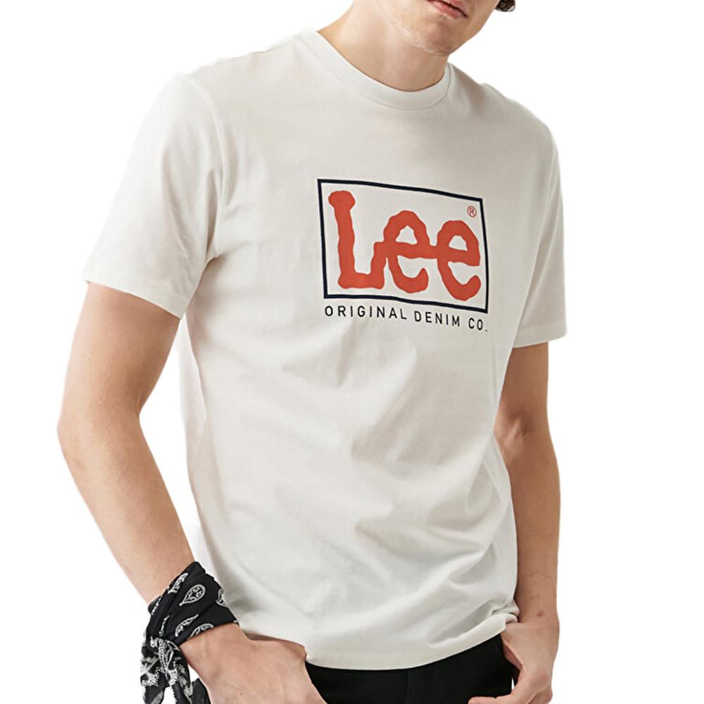 T-shirt Blanc Homme Lee Wobbly Logo pas cher