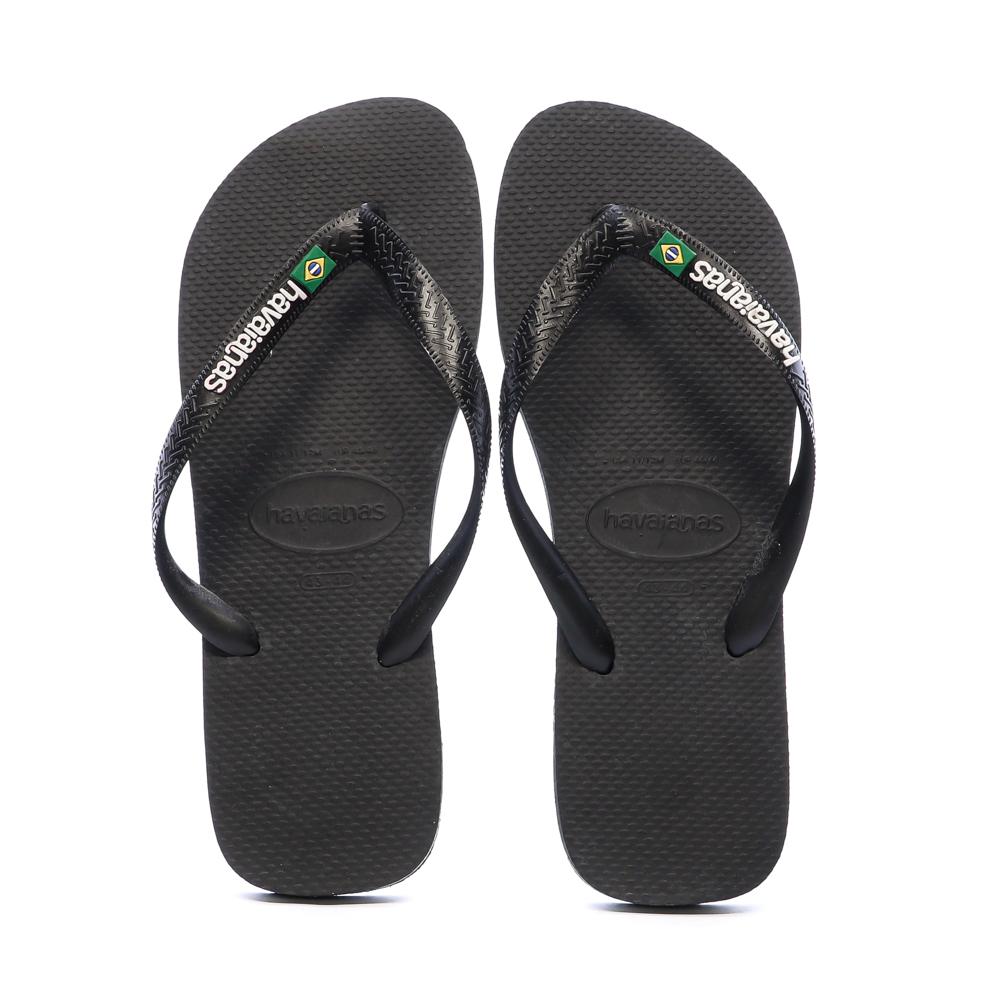 Tongs Noires/Jaunes Homme Havaianas Brasil Logo vue 3