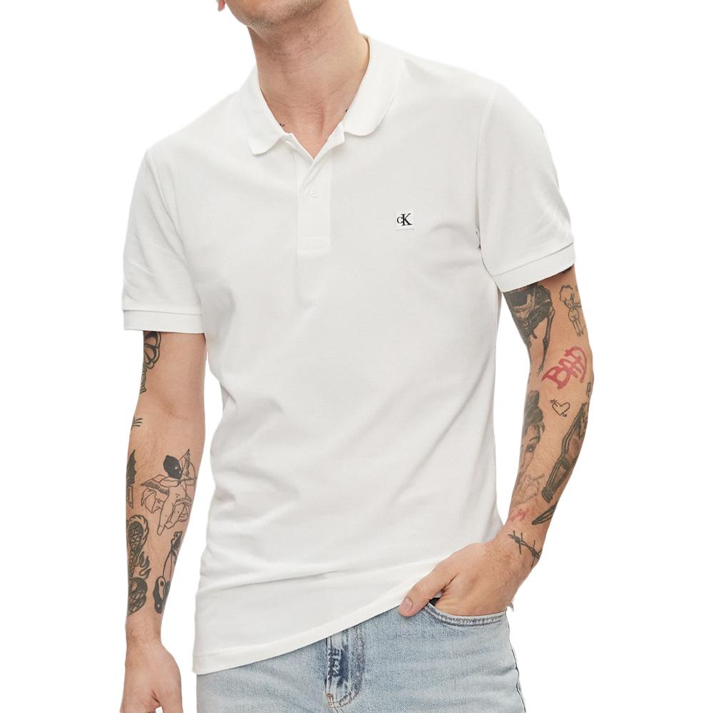 Polo Blanc Homme Calvin Klein Jeans Badge pas cher