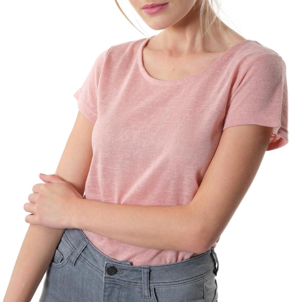 T-shirt Rose Femme Deeluxe Glitter To W pas cher