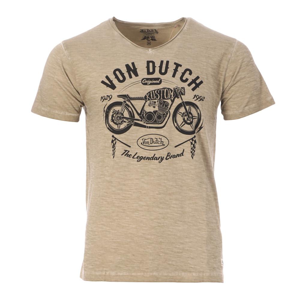 T-shirt Kaki Homme Von Dutch Kustom pas cher