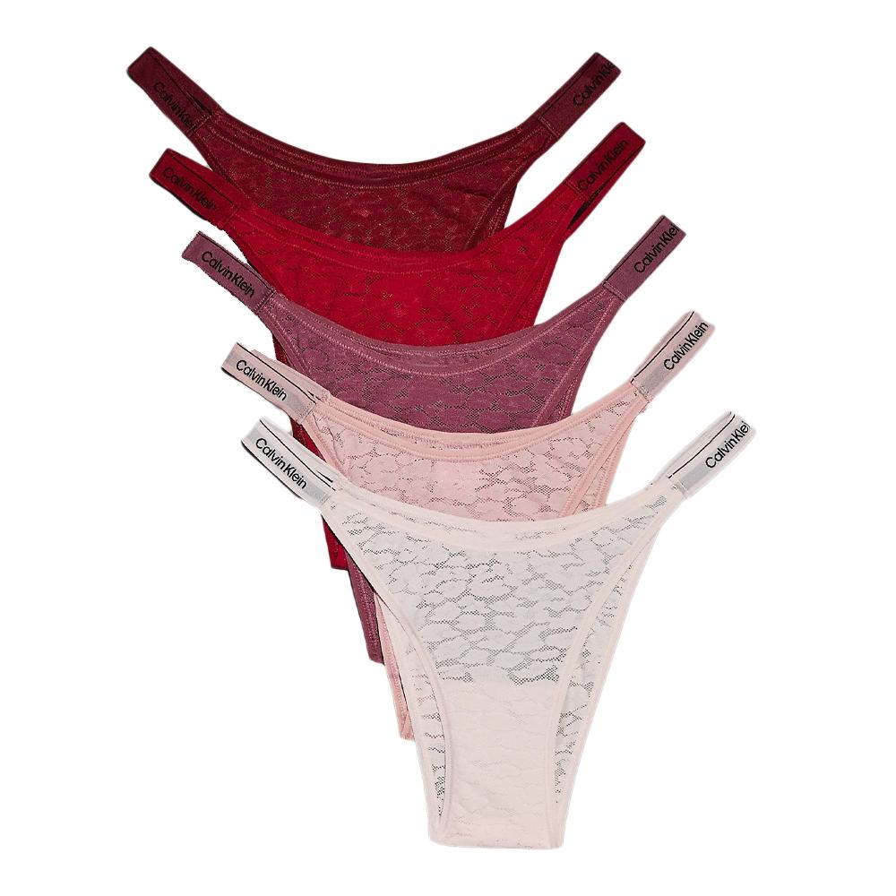 Lot de 5 Tangas Rose Femme Calvin Klein Jeans Dipped pas cher