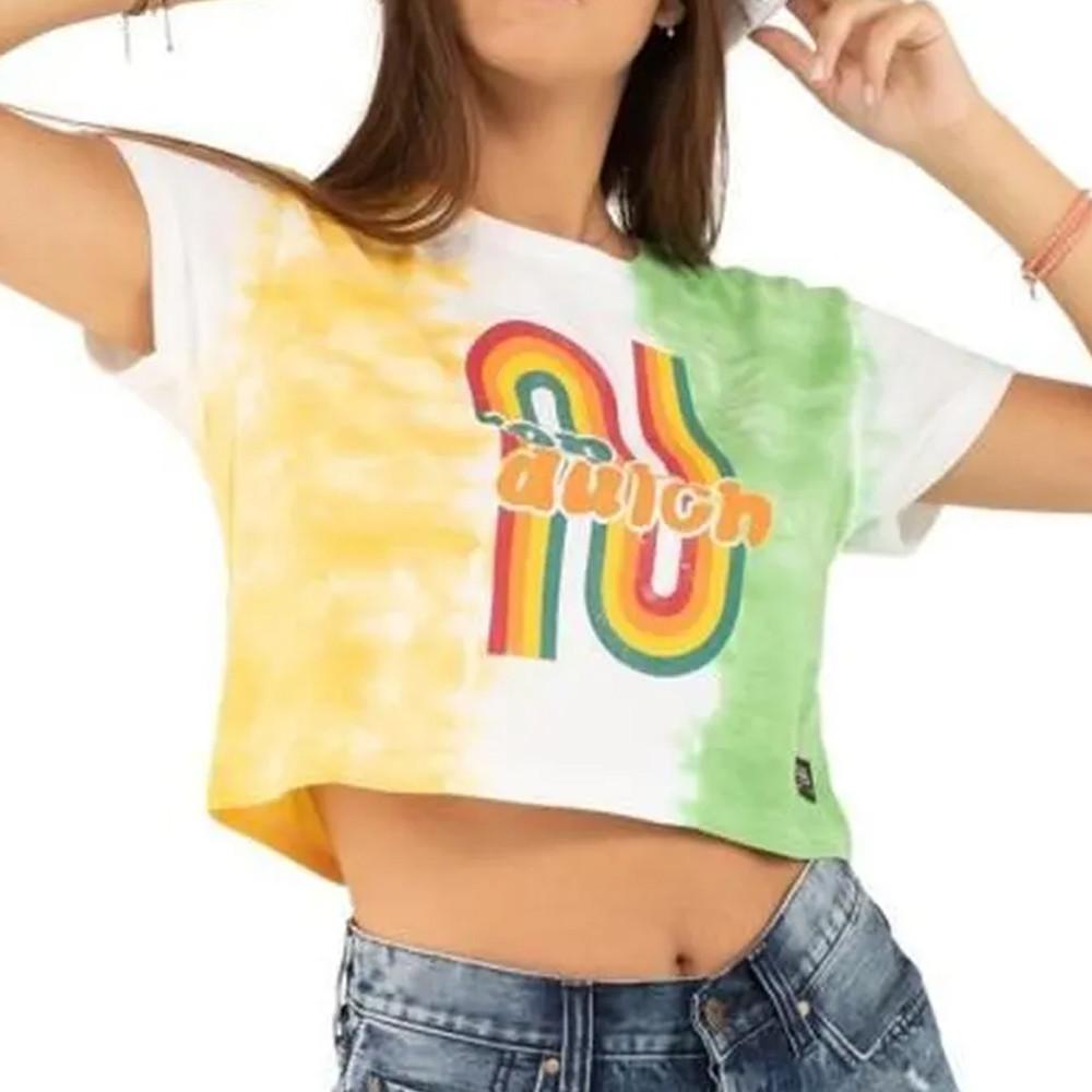 T-shirt Blanc/Vert Femme Von Dutch Effet Tye & Dye pas cher