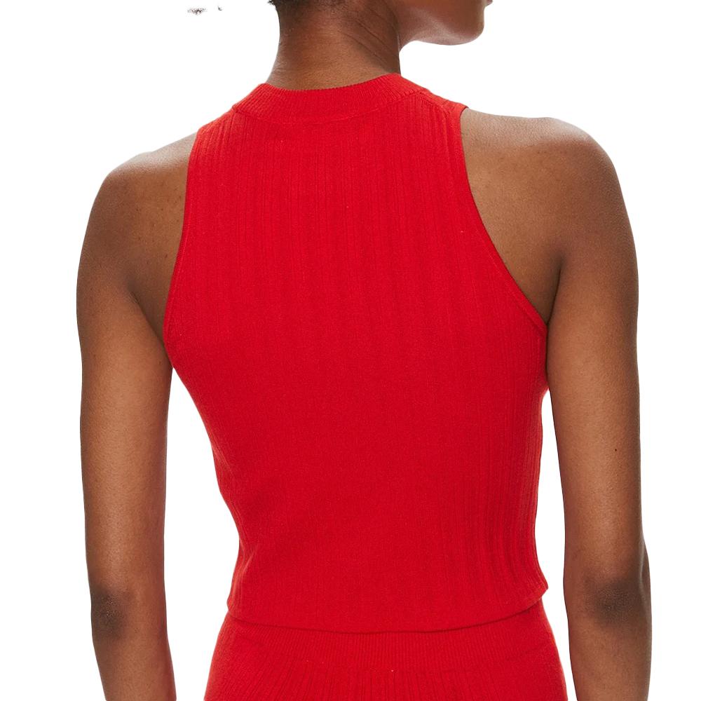 Débardeur Côtelé Rouge Femme Calvin Klein Jeans Label vue 2