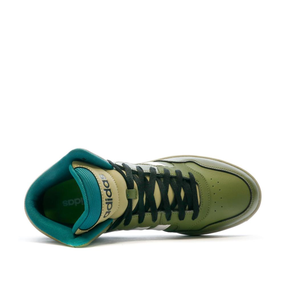 Baskets Verte Homme Adidas Hoops 3.0 Mid vue 4