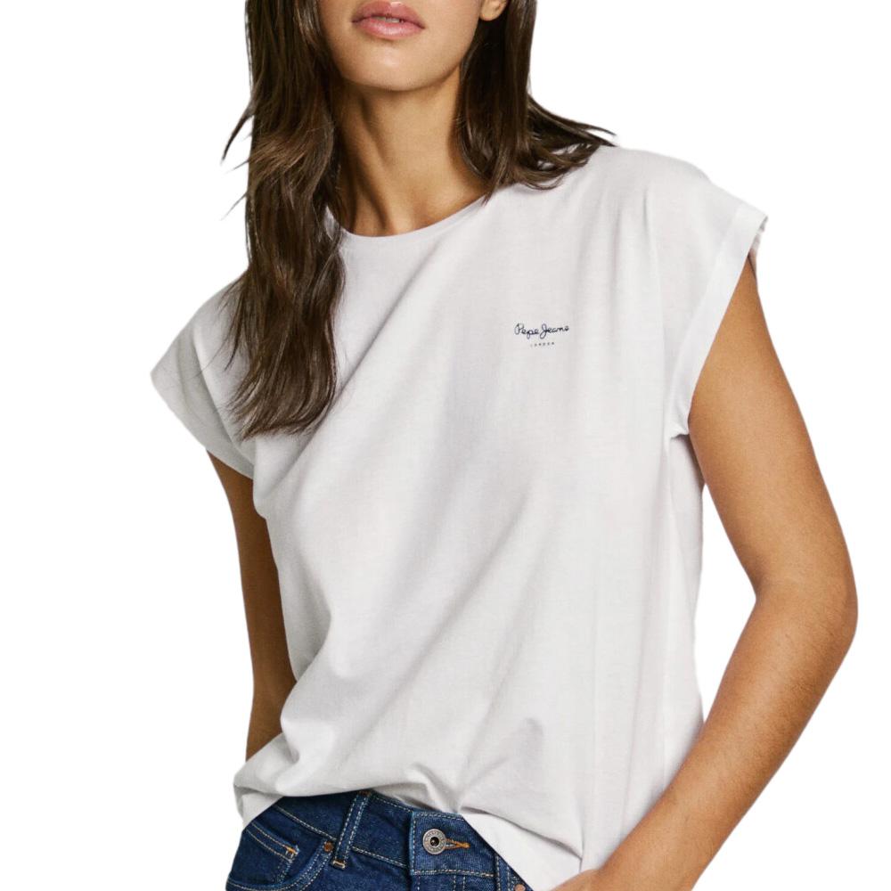 T-Shirt Blanc Femme Pepe jeans Blooma pas cher
