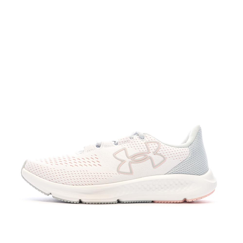 Chaussures de Running Blanches/Bleu/Rose Femme Under Armour Charged Pursuit pas cher