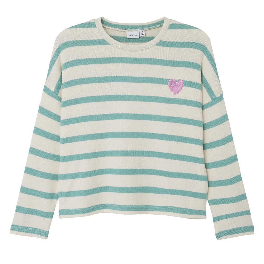 Girl's Name It Follina Beige/Green Stripes Sweater affordable