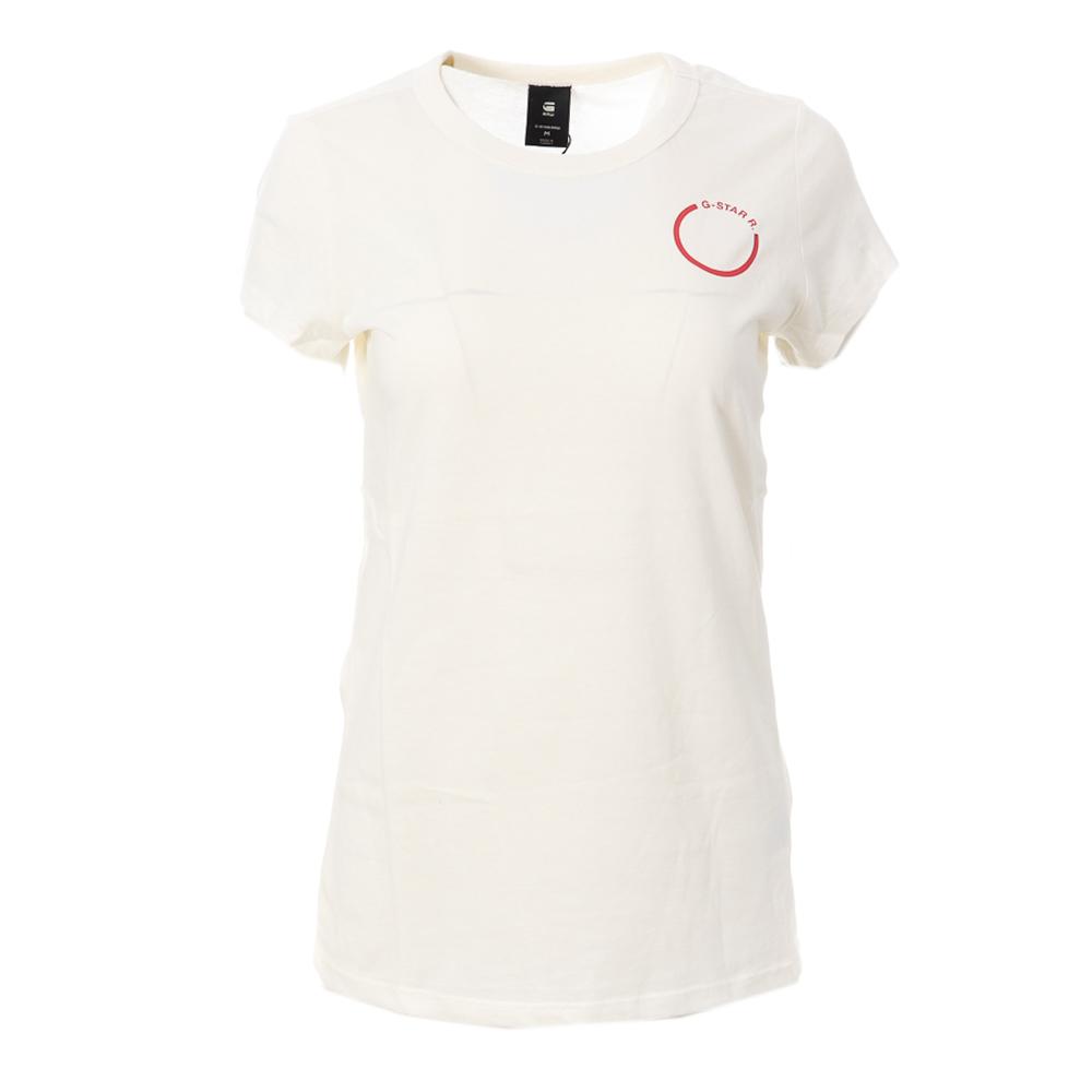 T-shirt Ecru Femme G-Star Raw Circle pas cher