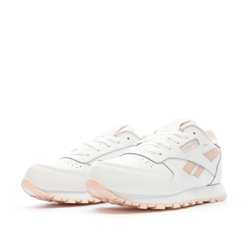 Baskets Blanche/Rose Fille Reebok Classic Leather vue 6