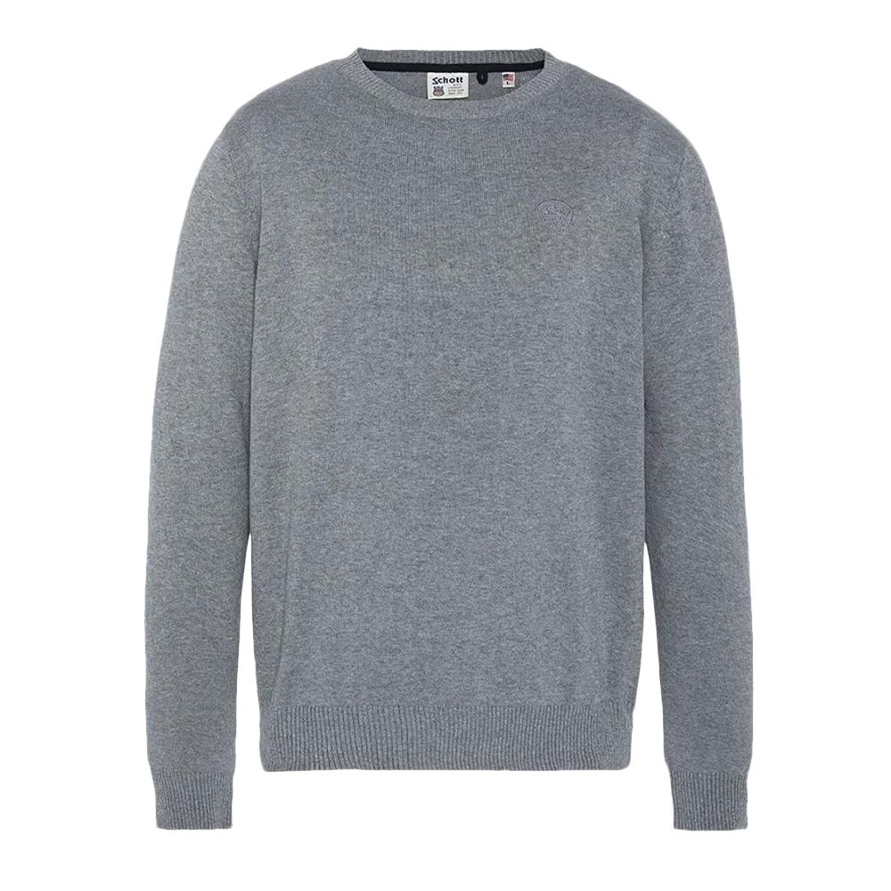 Pull Gris Homme Schott Basic Fin Ras pas cher