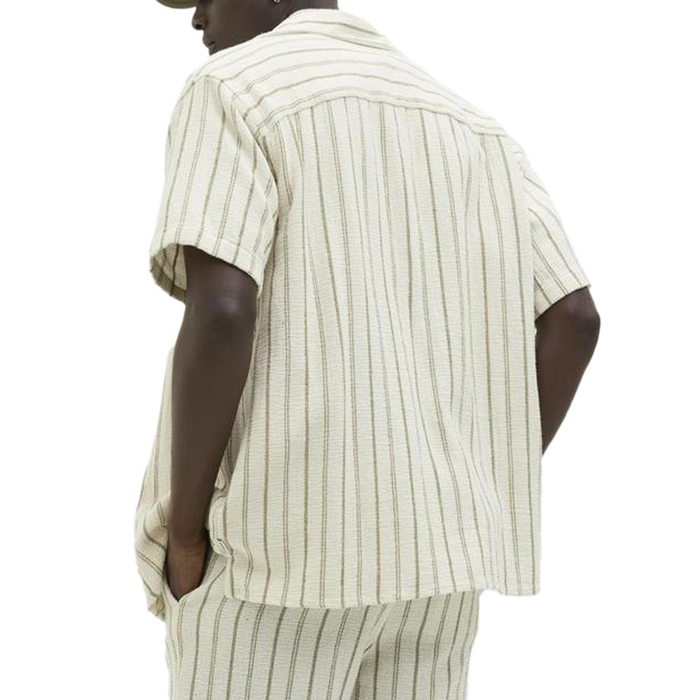 Chemise Rayure Écru/Kaki Homme Jack & Jones Stripe Resort vue 2