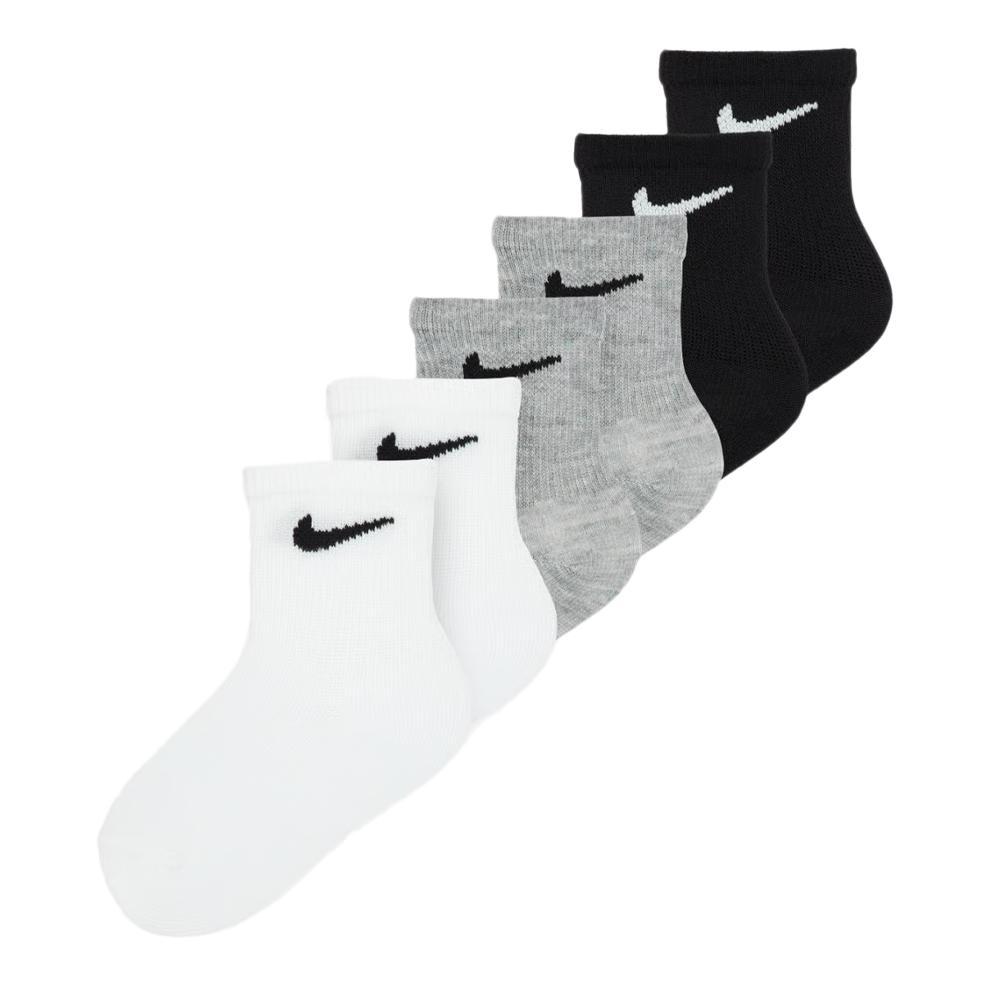 3x Paires de Chaussettes Noires/Gris/Blanc Garçon Nike Crew pas cher