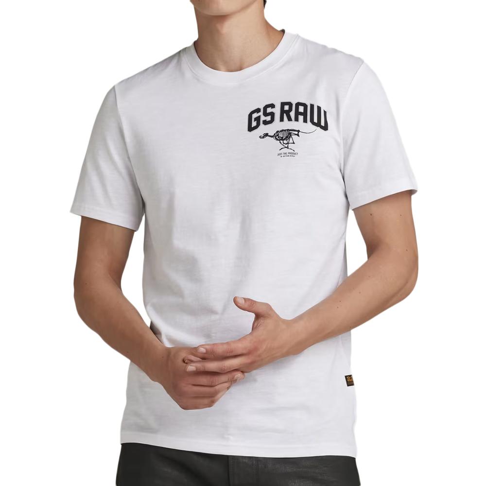 T-shirt Blanc Homme G-Star Raw Skeleton Dog Chest pas cher