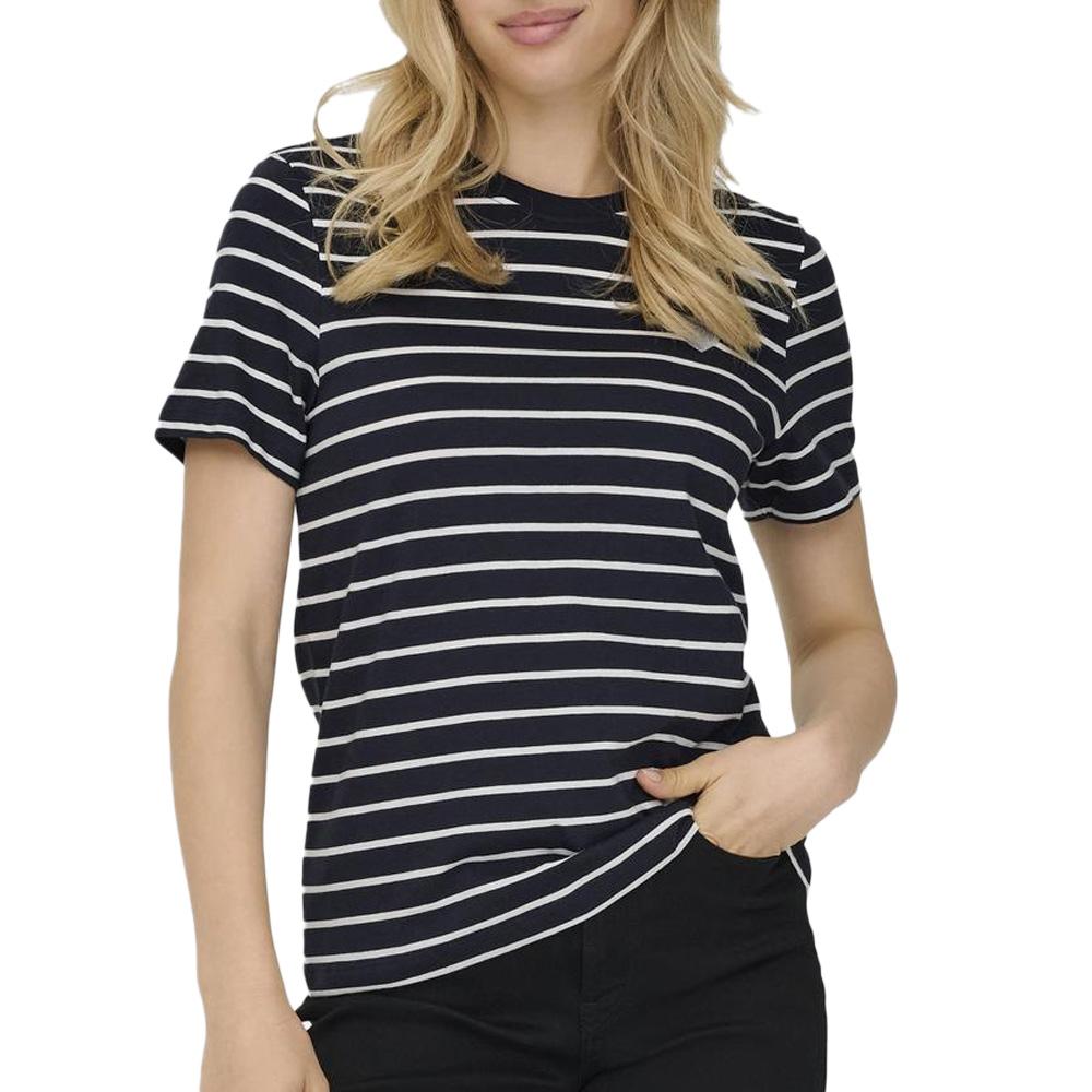 T-Shirt Marine/Blanc Femme Only Liva pas cher