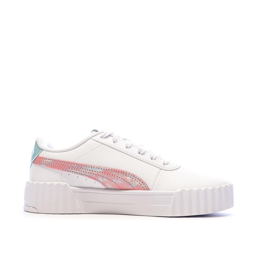 Baskets Blanche/Rose/Bleu Fille Puma Carina vue 2