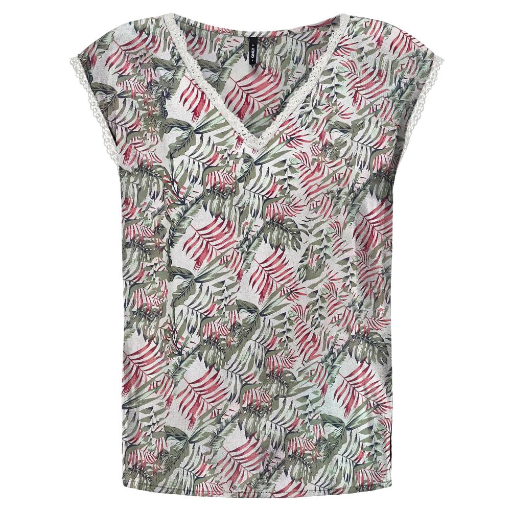 T-Shirt Vert/Beige Femme Only Selina pas cher