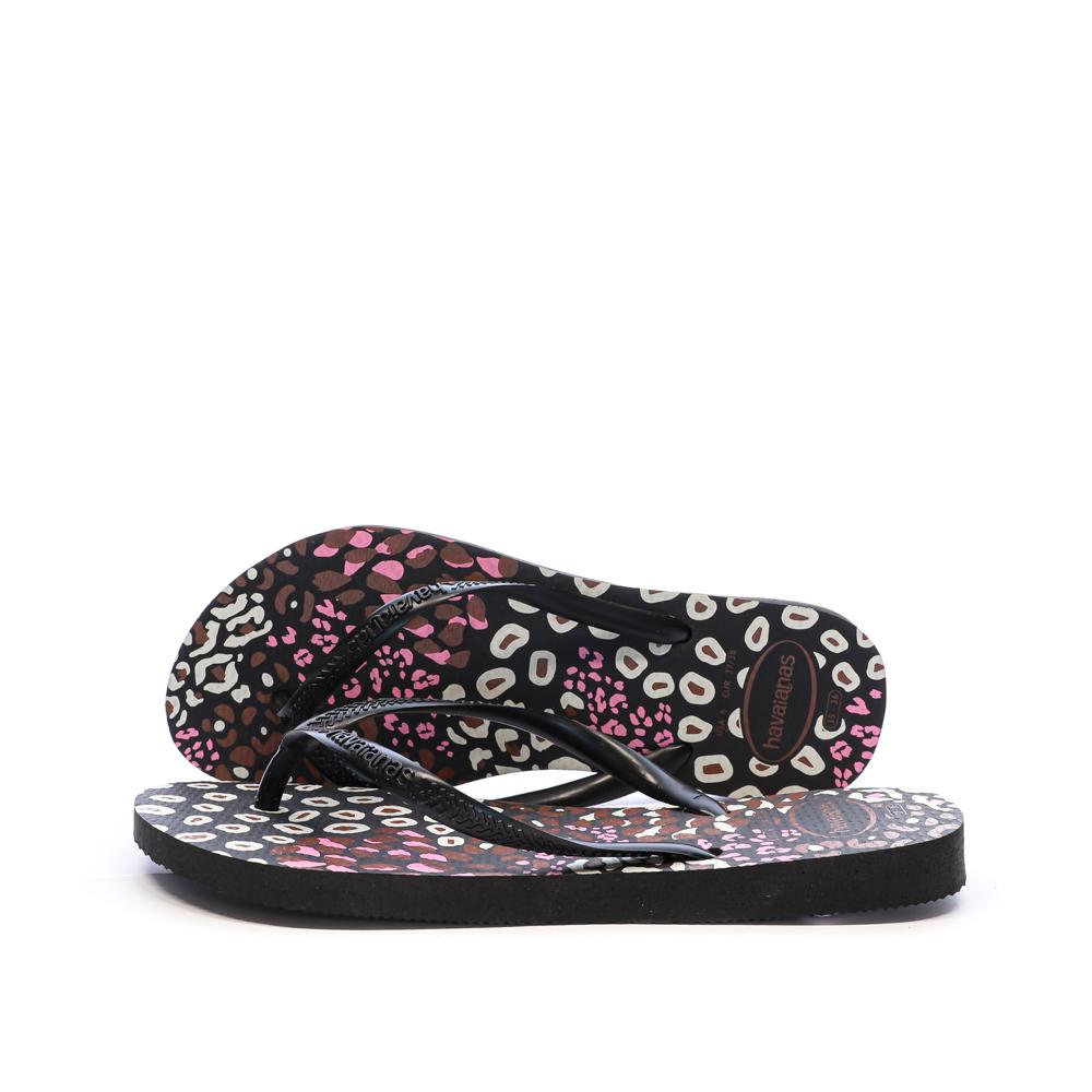Tongs Noir Femme Havaianas Slim Animals Infradito pas cher