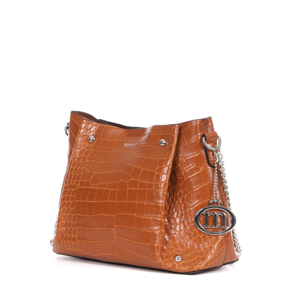 Sac à main Camel croco Femme Manoukian Shilo vue 3