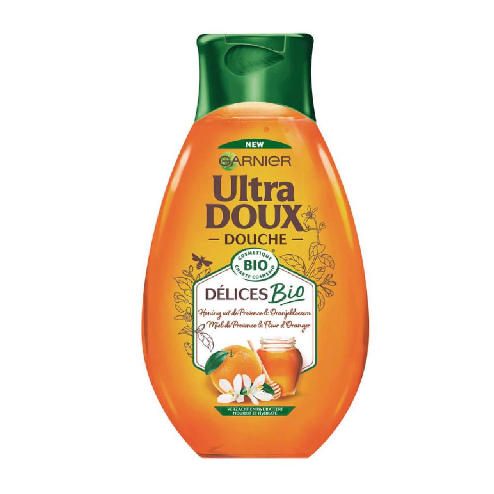 Gel douche Ultra doux Garnier Delices Bio Miel de Provence & Fleur d'Oranger pas cher