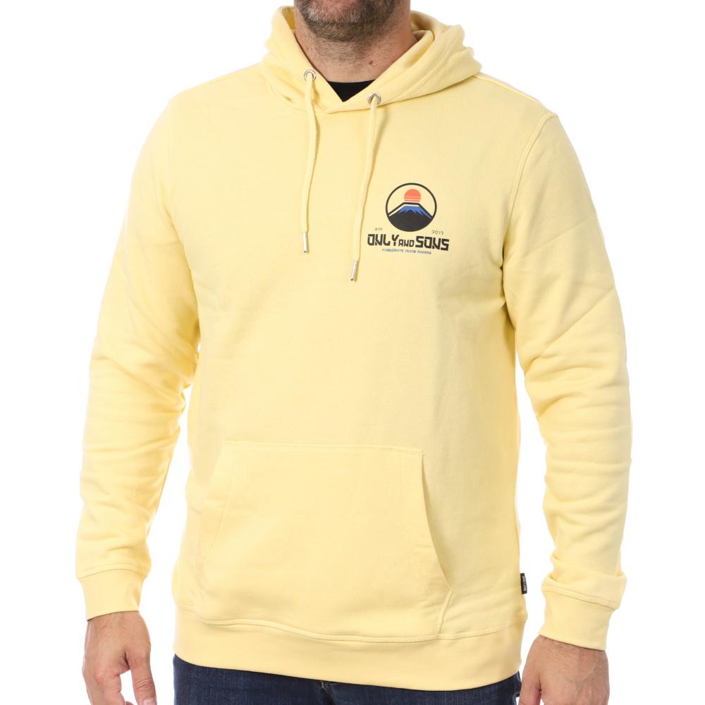 Sweat à Capuche Jaune Homme Only & Sons Sotl Reg pas cher
