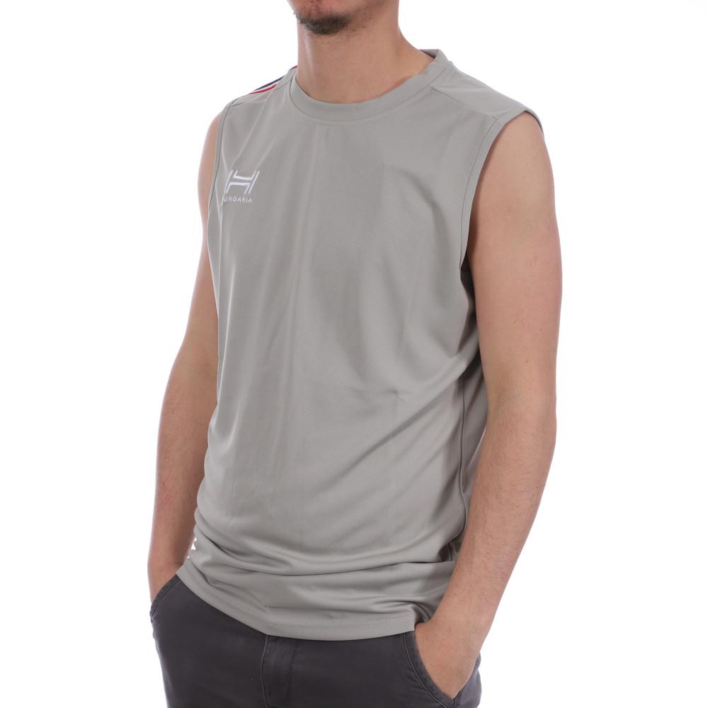 Débardeur Gris aux Bandes Rouges Homme Hungaria Training Pro Sleveless pas cher