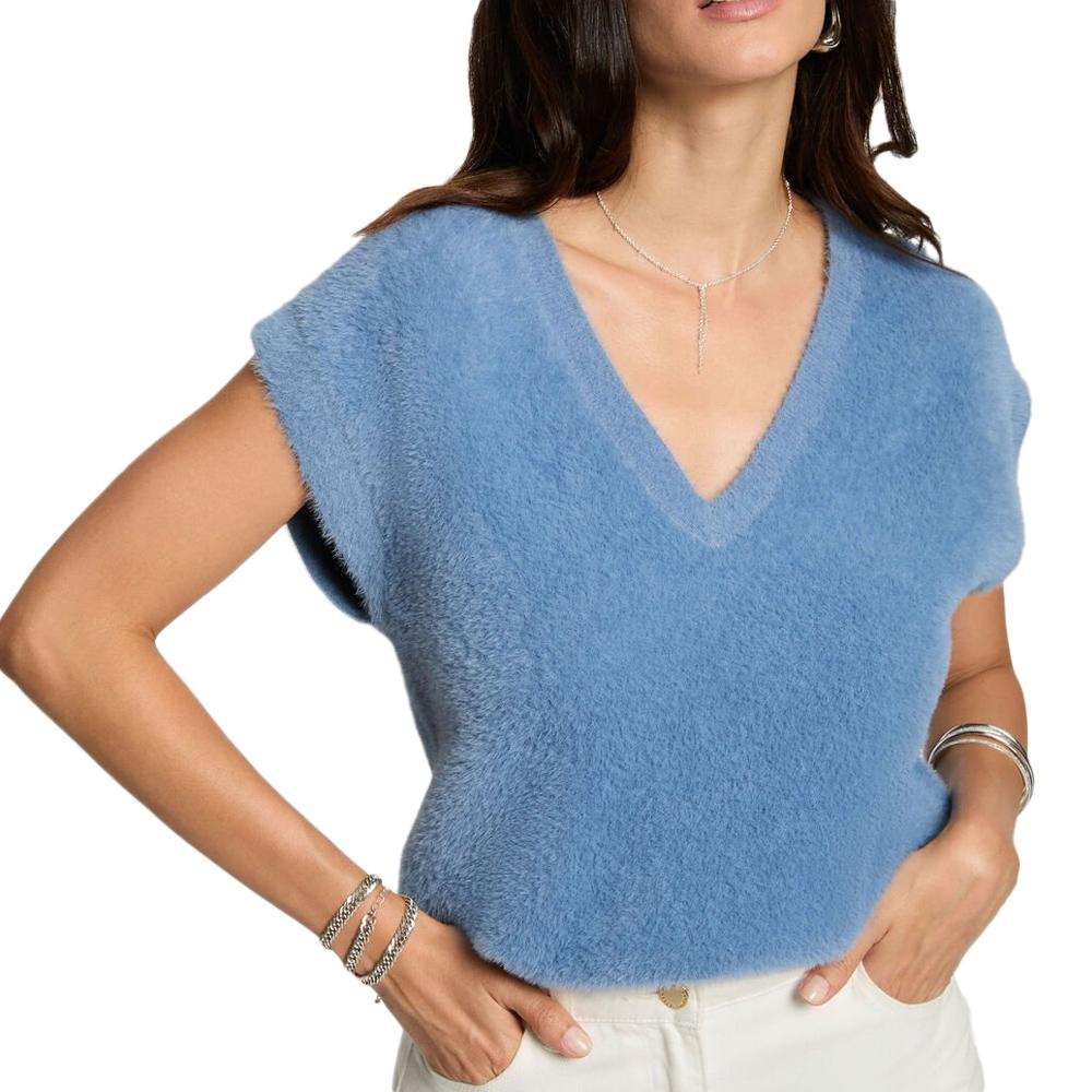 Pull Sans Manche Bleu Clair Femme Morgan pas cher