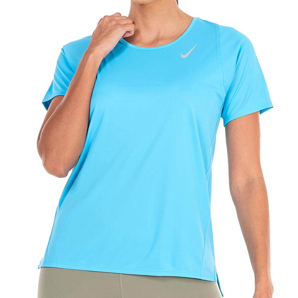 T-shirt Bleu Fluo Femme Nike Race Top pas cher