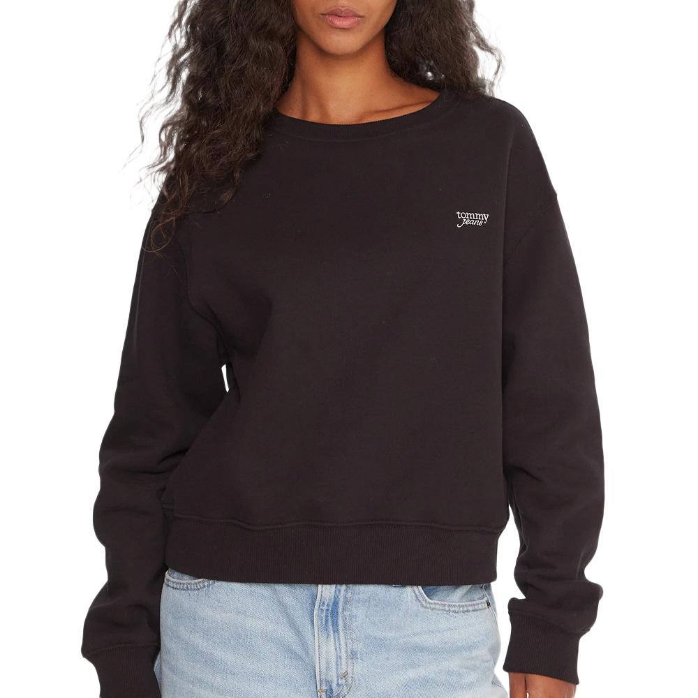 Sweat Noir Femme Tommy Hilfiger Script pas cher
