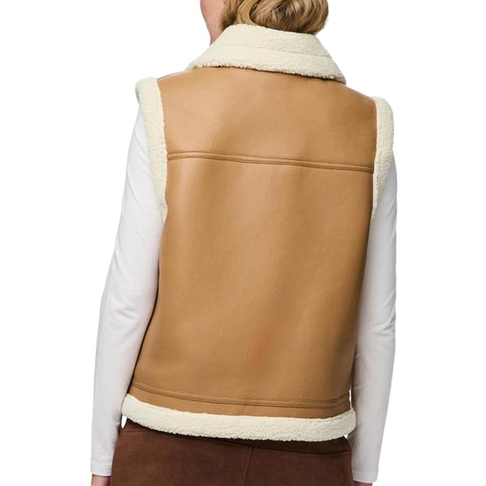 Veste Bombardier Sans Manches Camel Femme Pieces Janelle Teddy vue 2