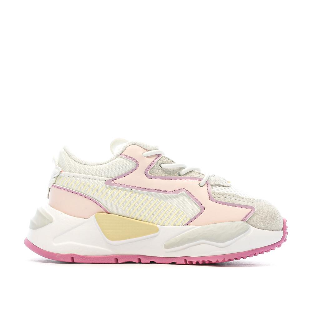 Baskets Écru/Rose Fille Puma Outline vue 2