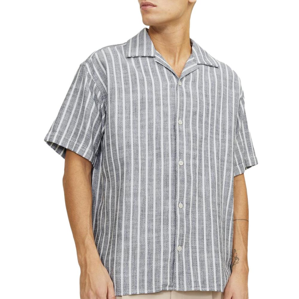 Chemisette Rayures Grises/Blanches Homme Jack & Jones Cabana pas cher