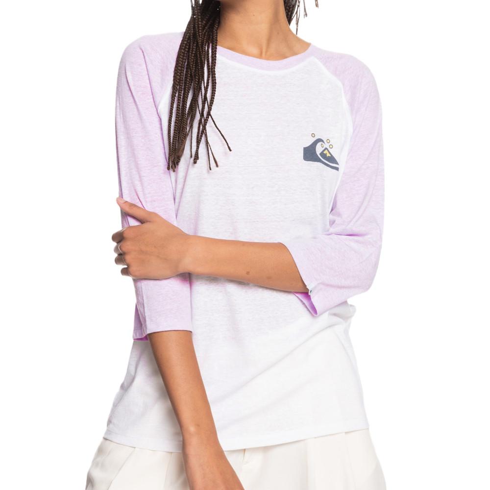 T-shirt Blanc/Mauve Femme Quiksilver Standard pas cher