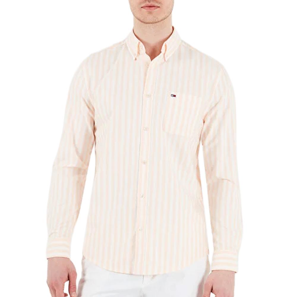 Chemise Orange/Beige Homme Tommy Hilfiger Tjm Reg Stripe pas cher