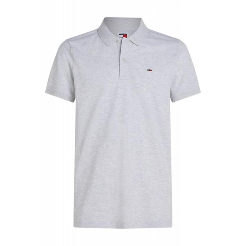 Polo Gris Chiné Homme Tommy Hilfiger Slim Placket pas cher