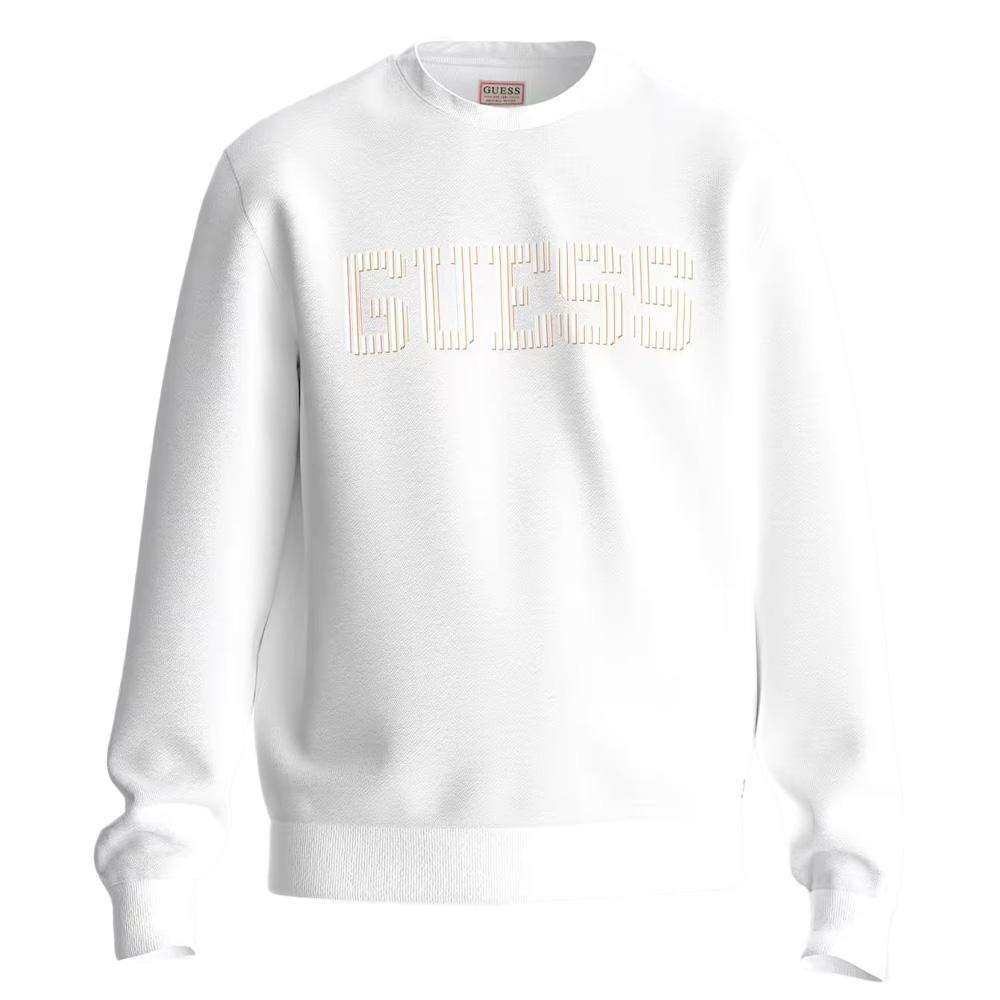 Sweat Blanc Homme Guess Beau Cn Fleece pas cher