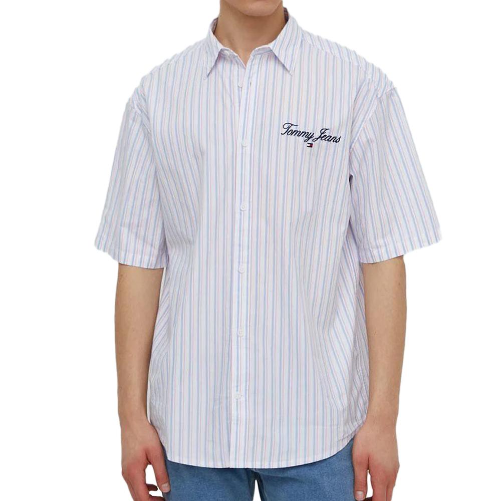 Chemise Blanche/Bleu/Rouge Homme Tommy Hilfiger Stripe Luxe pas cher