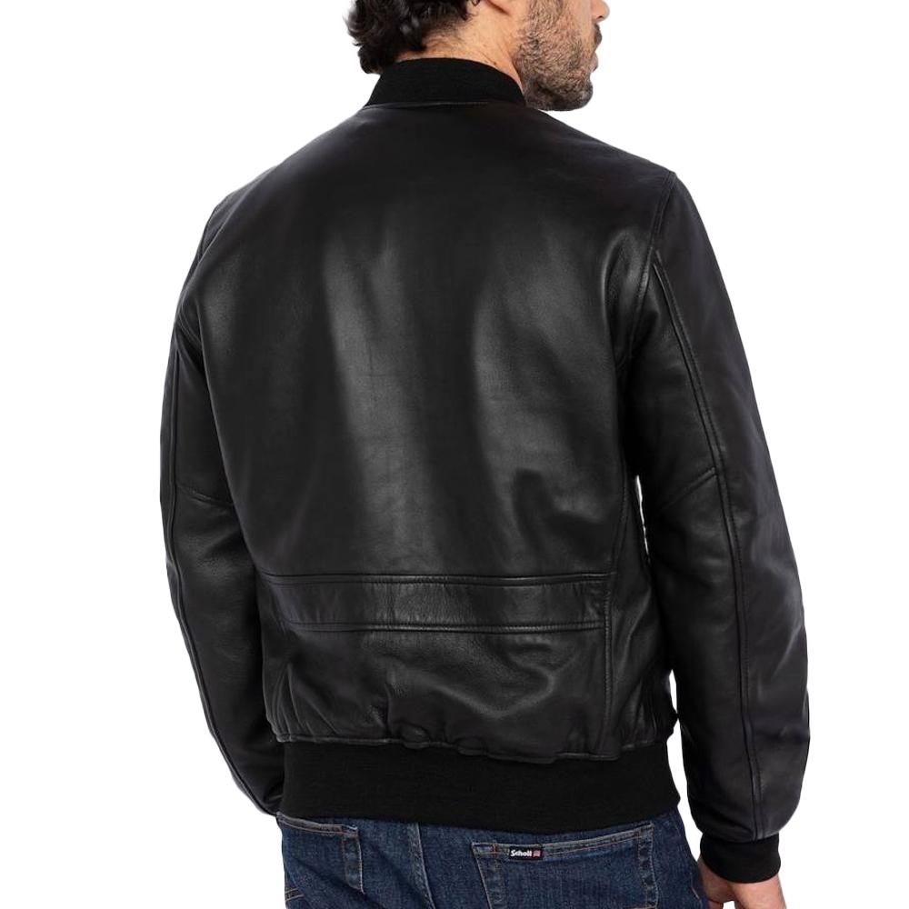 Blouson cuir Noir Homme Schott LCBOMBA vue 2