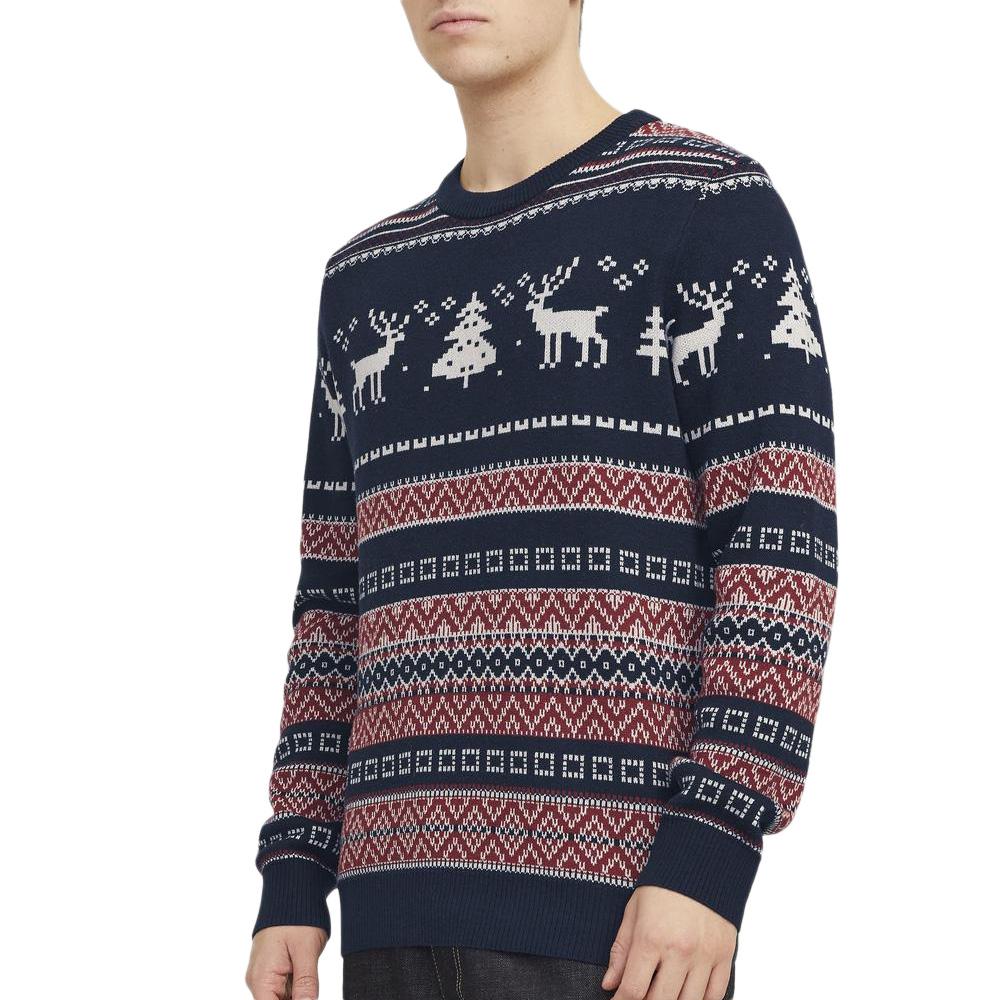 Pull de Noël Marine Homme Jack & Jones Jjxmas Snowball Knit pas cher
